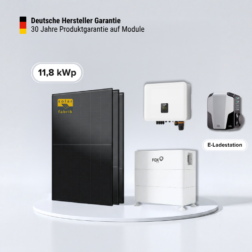 11,87 kWp PV-Komplettset mit FOX ESS EQ 9,6 kWh Speicher inkl. Wallbox