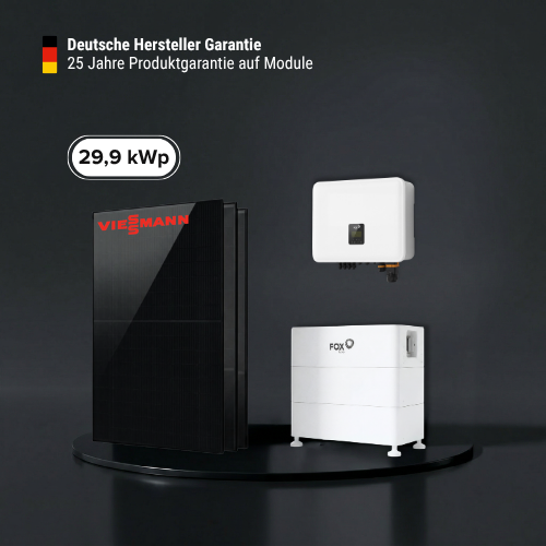 29,9 kWp Viessmann Photovoltaik-Komplettsystem mit Fox ESS Speicher 12,3 kWh