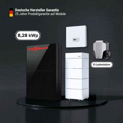 8,28 kWp Solaranlage mit RCT Power Speicher 7,6 kWh - Viessmann 460 W – Made in Germany