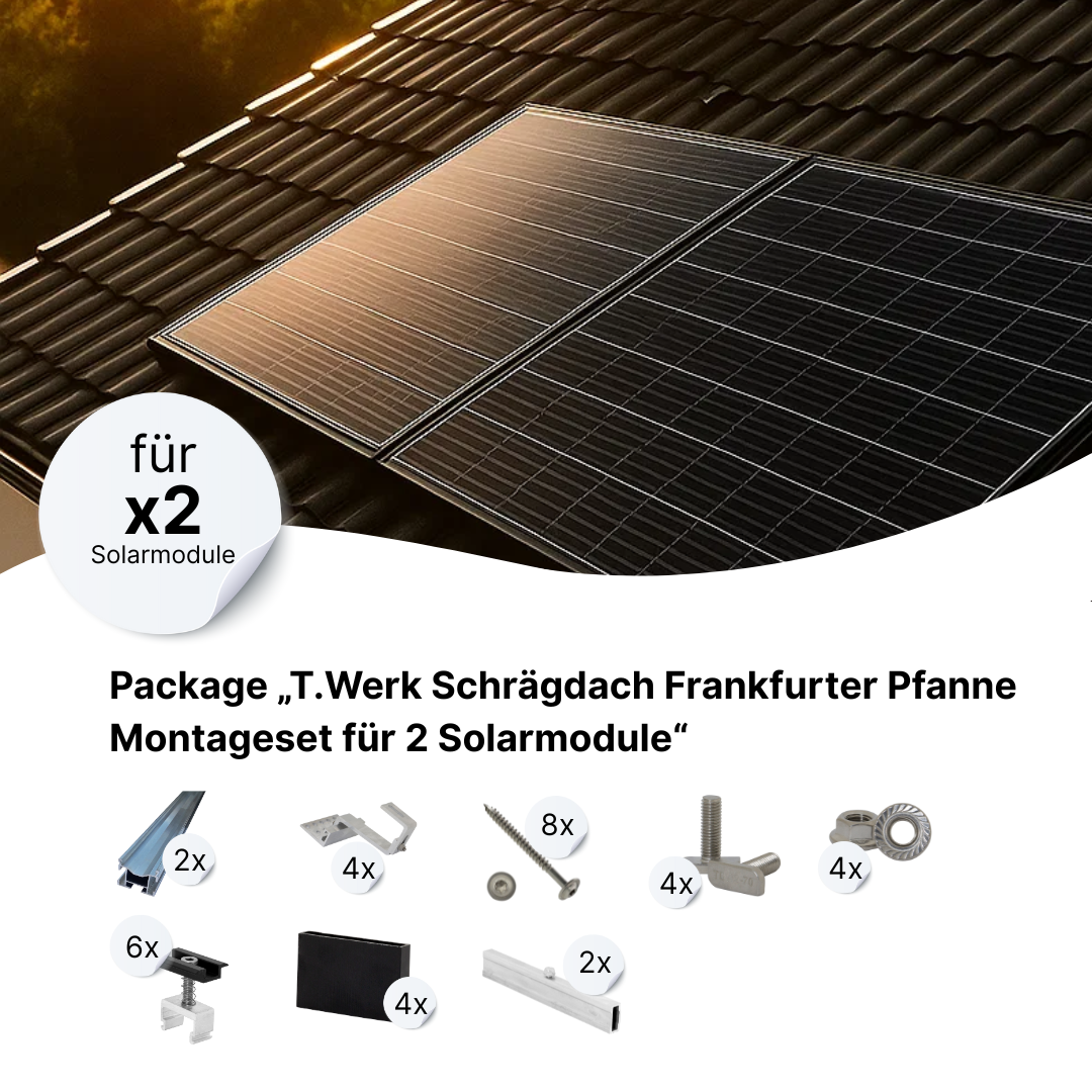 T.Werk Schrägdach Frankfurter Pfanne Montageset für 2 Solarmodule