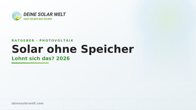 Solaranlage ohne Speicher: lohnt sich das? (2026)