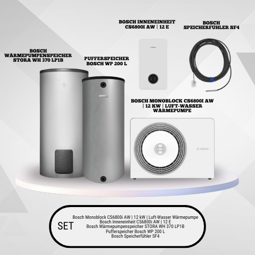 Bosch Monoblock 6800i AW 12 kW Komplettsystem mit Kompaktmodul, Warmwasser- und Pufferspeicher