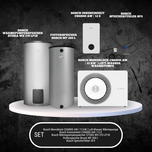 Bosch Monoblock 6800i AW 12 kW Komplettsystem mit Kompaktmodul, Warmwasser- und Pufferspeicher
