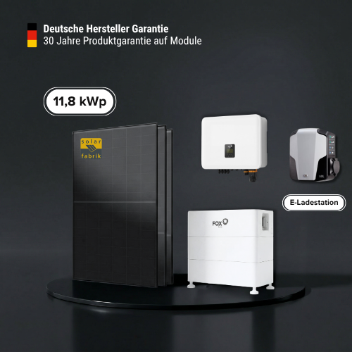 11,87 kWp PV-Komplettset mit FOX ESS EQ 9,6 kWh Speicher inkl. Wallbox