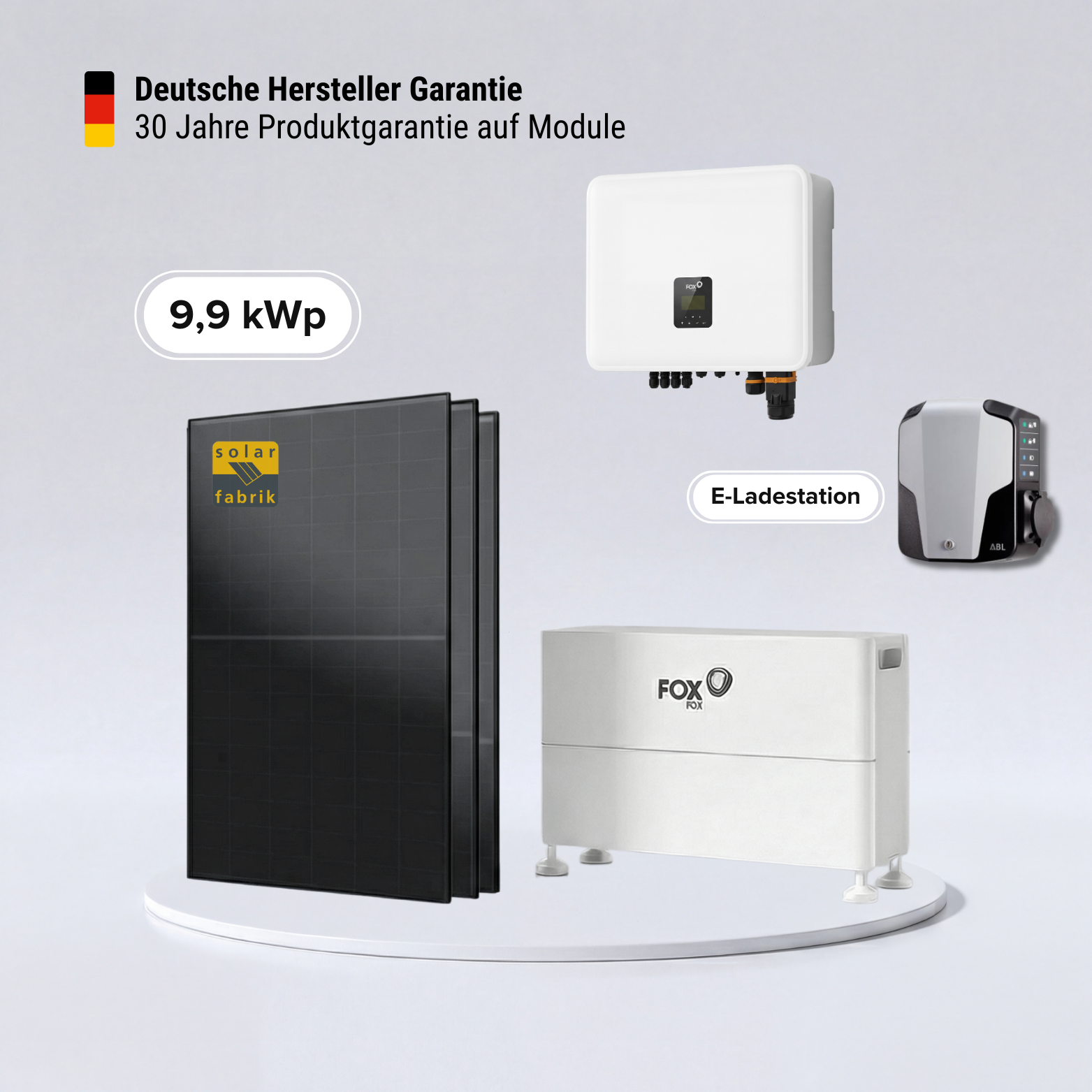 Solarkomplettpaket Solarfabrik 9,9 kWp-Speicher 6,4 kWh & Wallbox