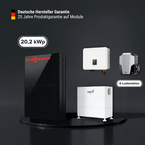 Solarkomplettpaket 20,24 kWp mit FOX ESS Speicher 12,3 kWh inkl. E-Auto-Wallbox