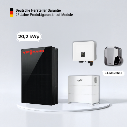 Solarkomplettpaket 20,24 kWp mit FOX ESS Speicher 12,3 kWh inkl. E-Auto-Wallbox