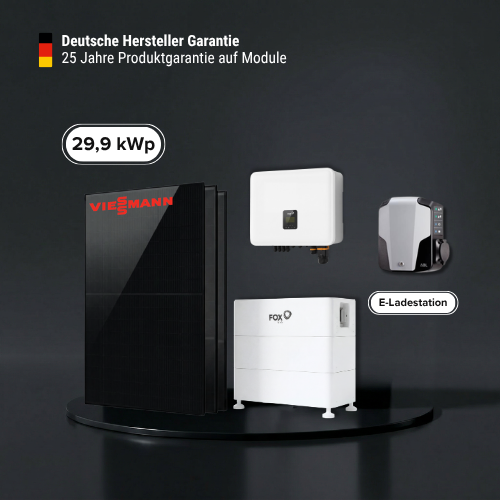 29,9 kWp Solaranlage mit Fox ESS Speicher 12.3 kWh - Viessmann 460 W