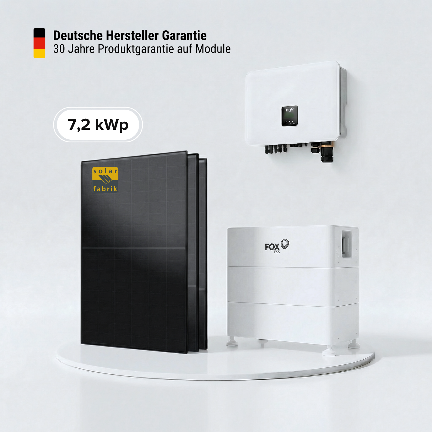 Solarkomplettpaket 7,2 kWp – FoxESS EQ– SolarFabrik 450 W – FoxESS H3-6.0