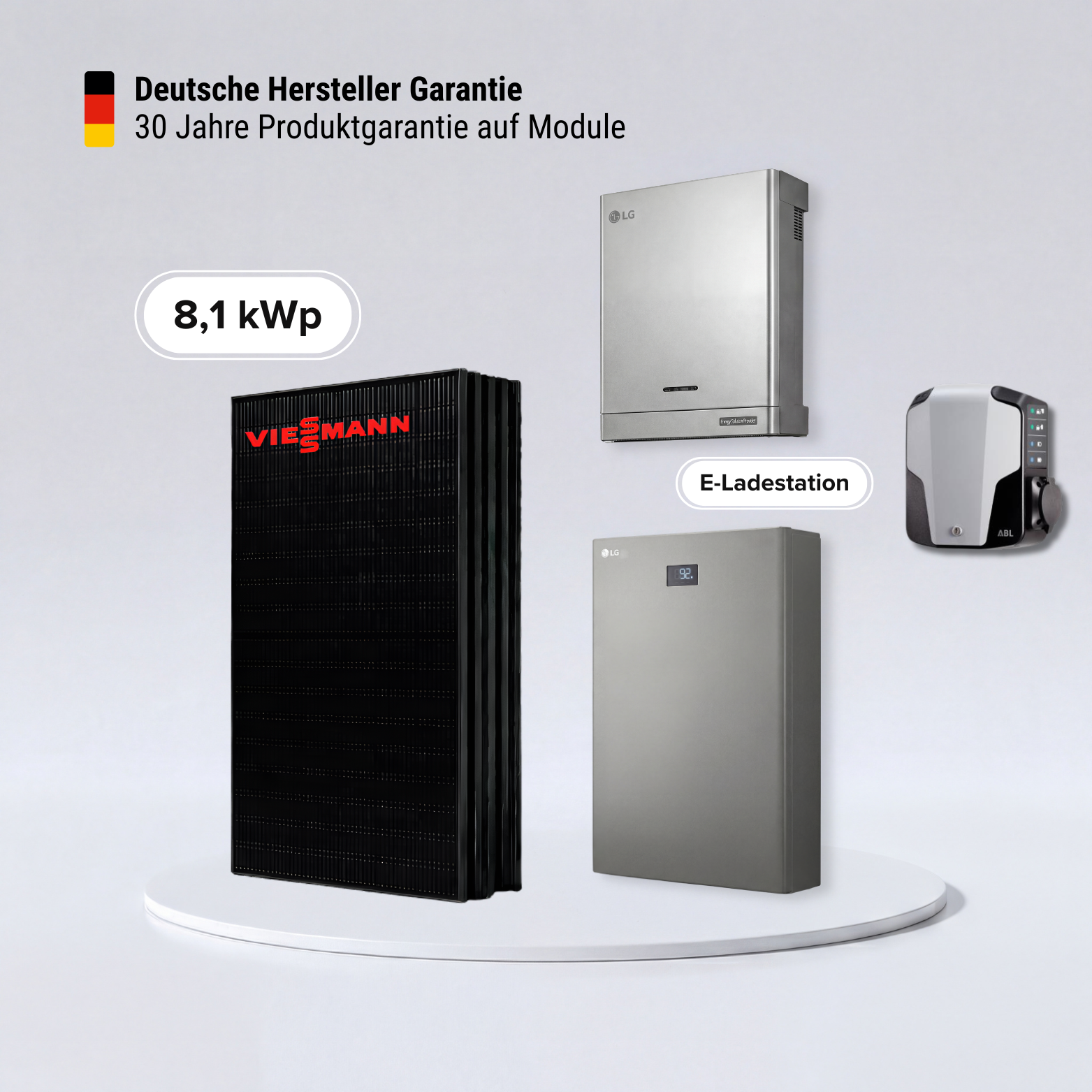 Solarkomplettpaket Viessmann 8,1 kWp mit LG ESS Home 11,0 kWh Hochleistungsspeicher inkl. E-Auto-Wallbox
